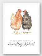 Postkarte Aquarell mit Hühner 