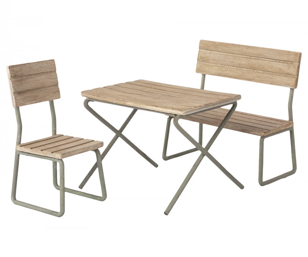 Maileg Miniatur Gartenset Tisch mit Stuhl und Bank 2021