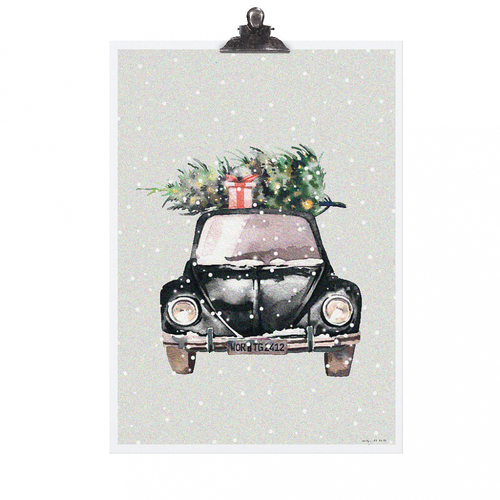 Poster Christmas Car von Tafelgut  DIN A3