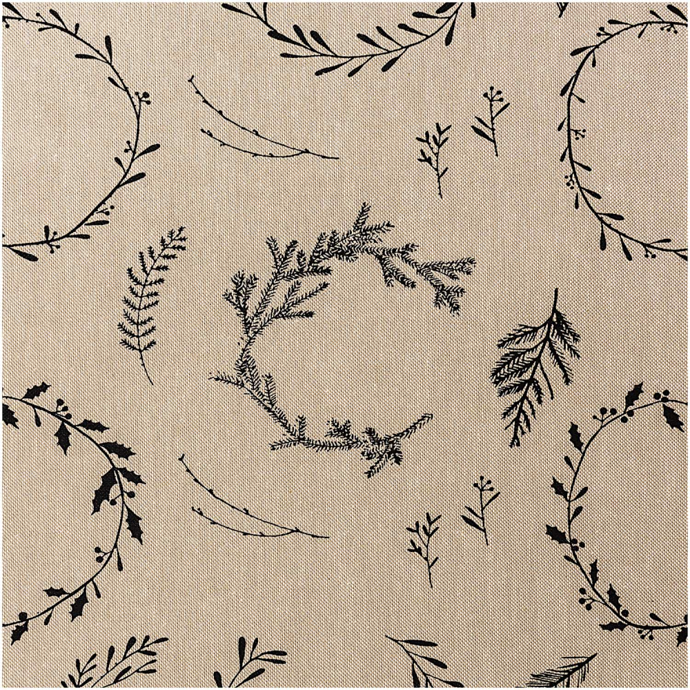 Baumwollstoff / Leinenoptik Nostalgic Christmas Kränze Natur-schwarz von RICO Design
