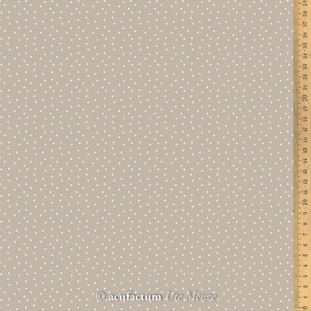 Baumwollstoff Tupfen taupe - weiß von acufactum 