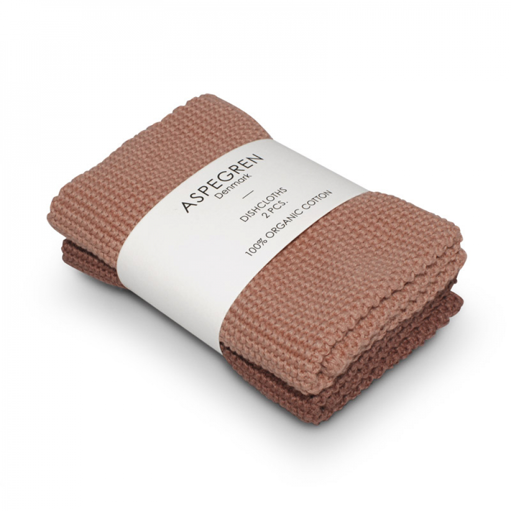 Aspegren gestricktes Spültuch solid pale blush / Dishcloth 2er Set
