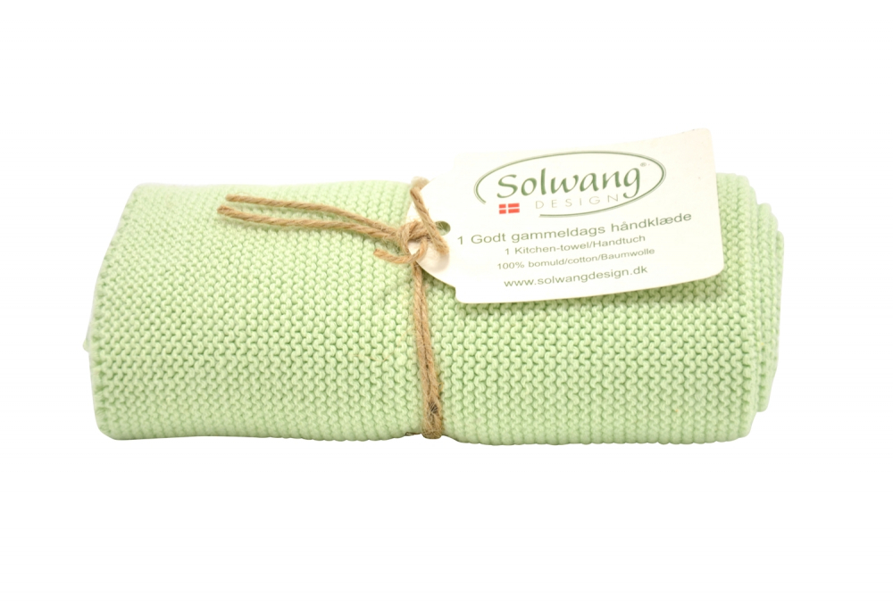 Handtuch / Küchentuch gestrickt staubiges hellgrün von Solwang Design