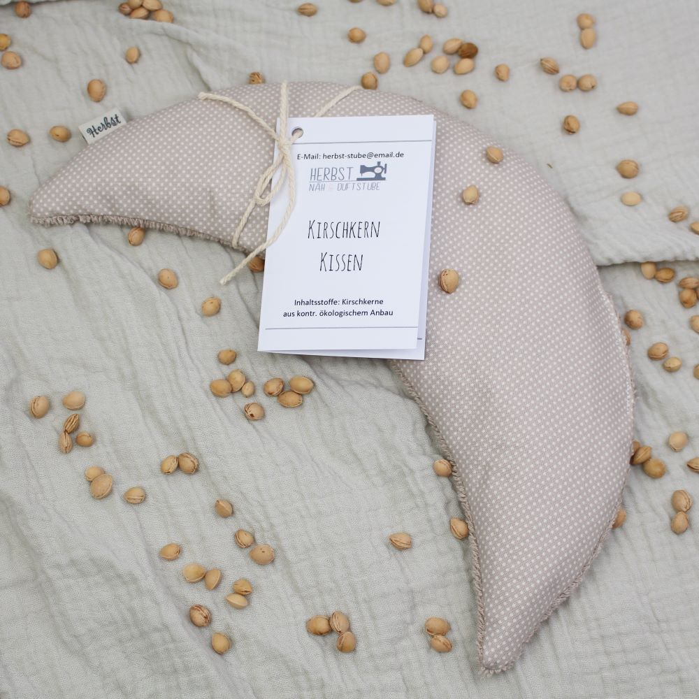 Kirschkernkissen Mond klein beige