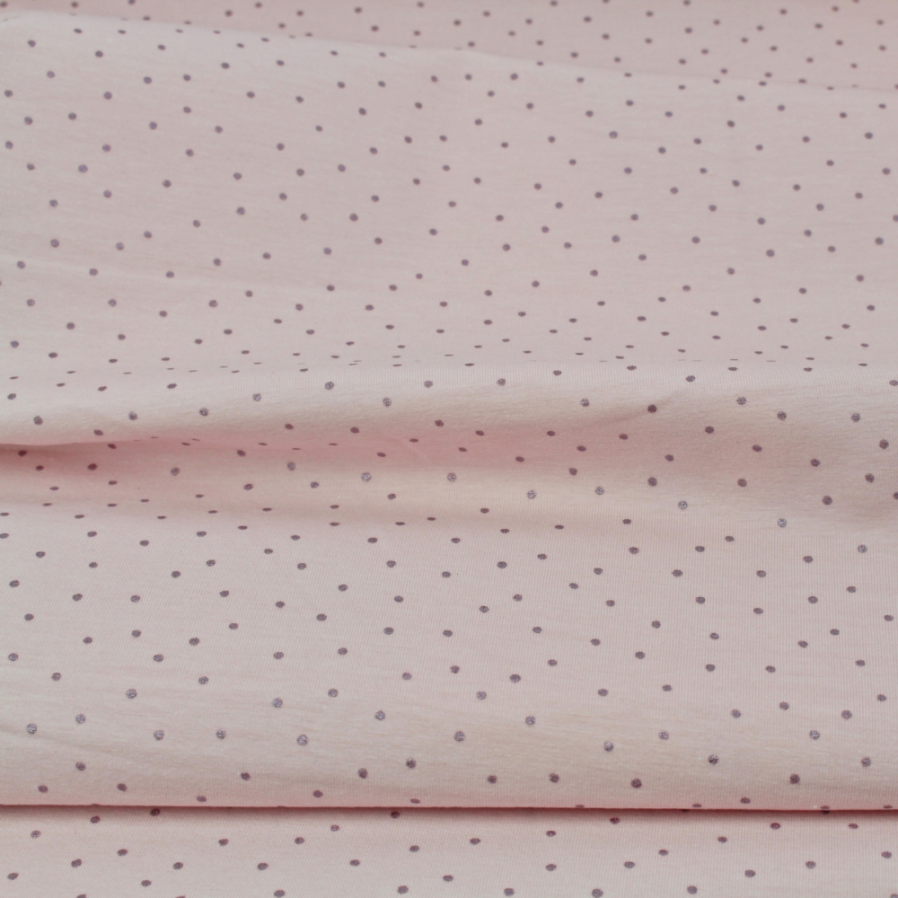 Jerseystoff / Druckstoff Hygge Punkte rosa metallic von RICO Design