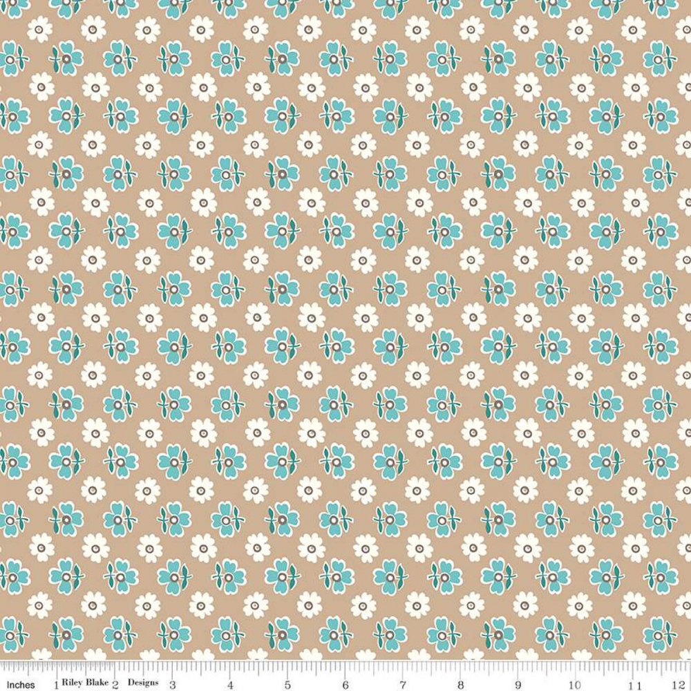 Baumwollstoff verstreute Blumen senfgelb / tea Dye  "Bee Vintage" von Riley Blake 2023