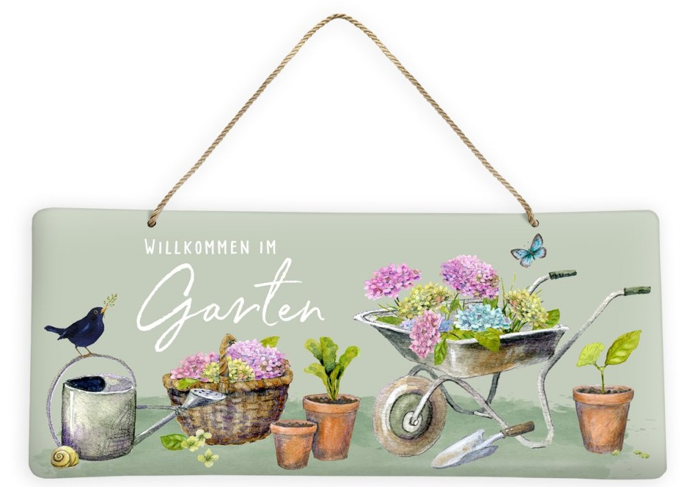 Türschild / Blechschild "Garten - Hortensien" Grätz Verlag