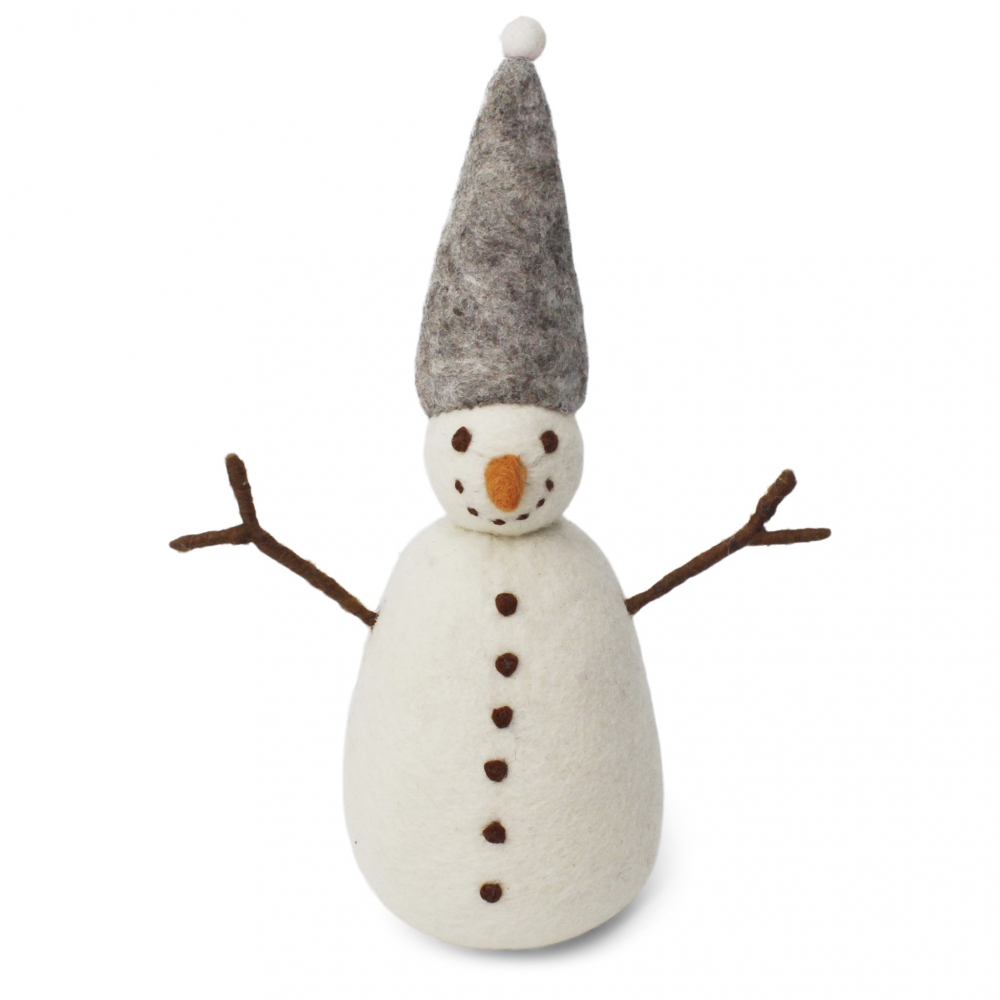 Schau dir diesen niedlichen Filzschneemann an, den du im Herbst-Näh- & Duftstube Onlineshop von Gry & Sif und viele weitere wundervolle Filzprodukte erhalten kannst. Unser herzlicher Schneemann begleitet dich durch die kalten Tage!