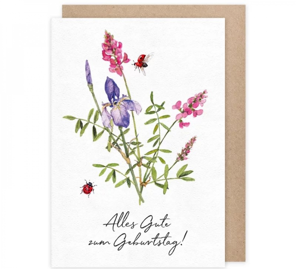 Klappkarte "Naturliebe, Alles Gute zum Geburtstag" mit Wildblumen von Grätz Verlag