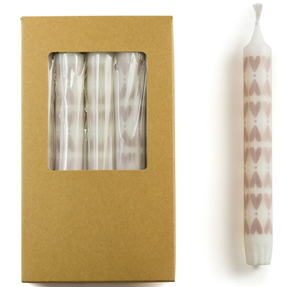 Stabkerze mit Herzen - taupe
