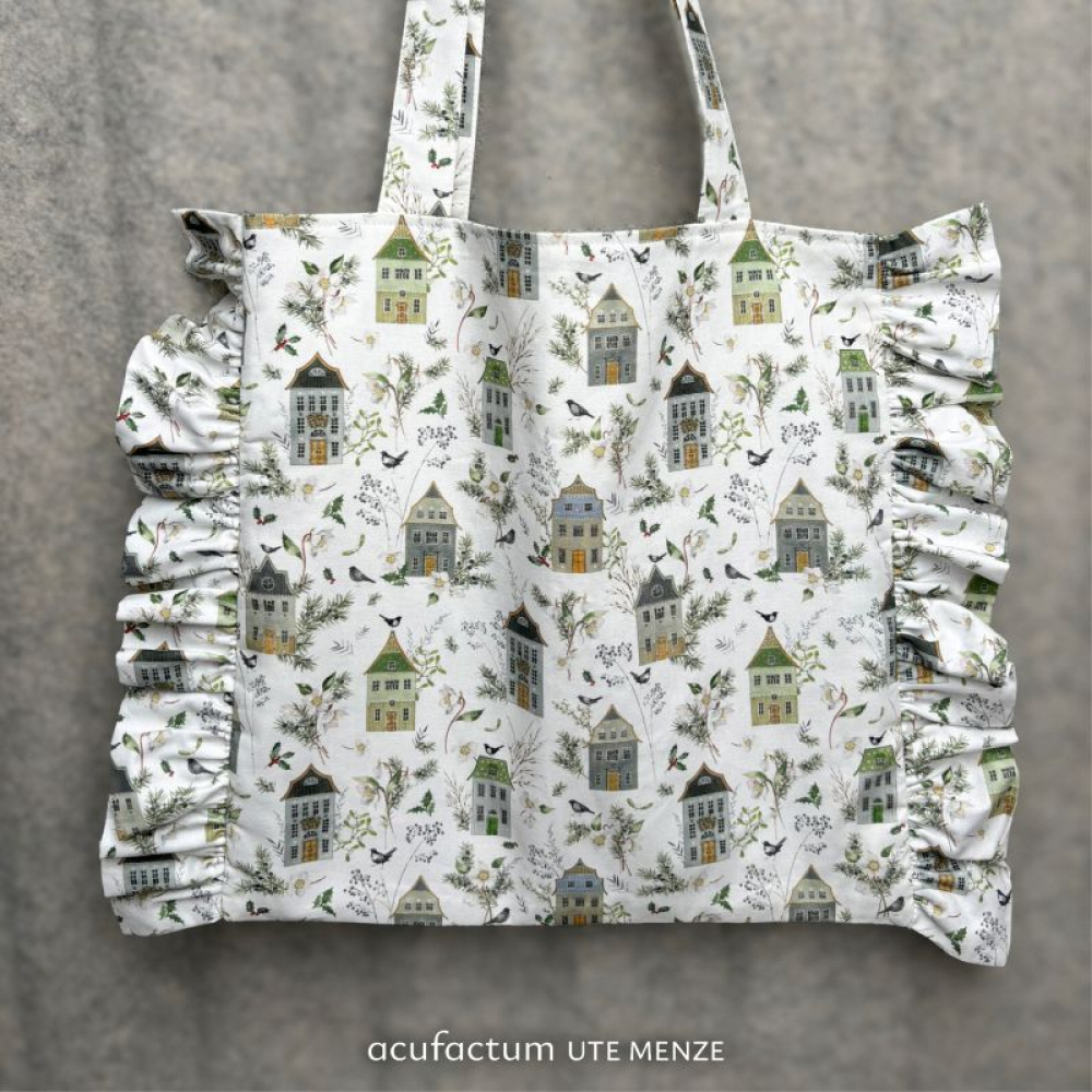 Baumwollstoff "Häuser und Wintergrün" von acufactum