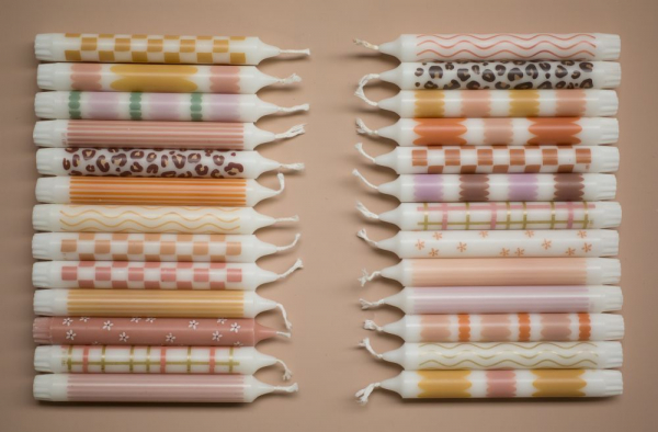 Stabkerzen Set retro Motiv pastell 4-er Set