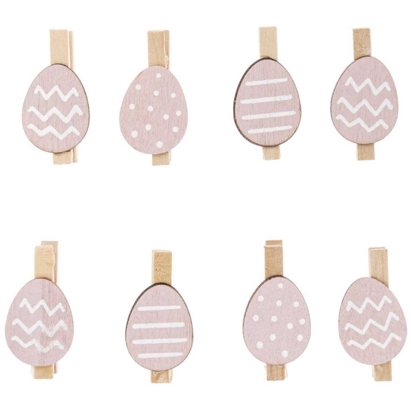 Dekoklammern Holz Ostereier rosa Rico Design