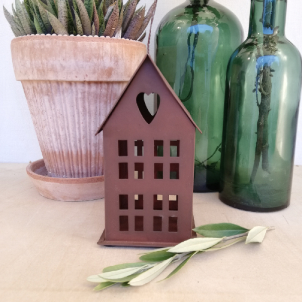 Mini Metallhaus Rostfarben/ Lichthaus zum Aufhängen von Madleys