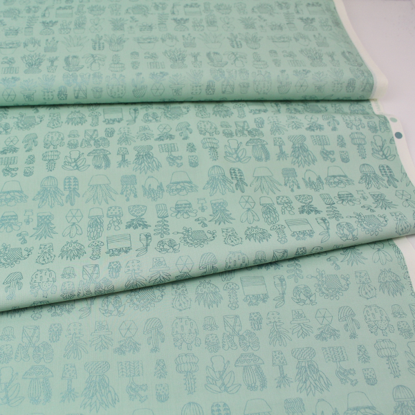 Baumwollstoff / Druckstoff Hygge Kakteen mint metallic von RICO Design