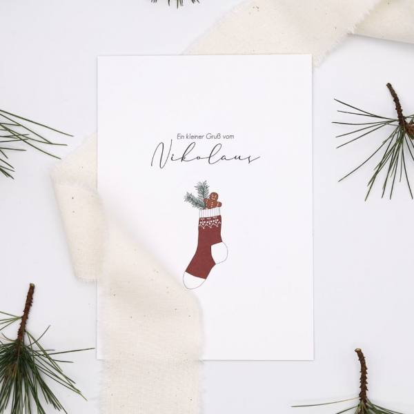Postkarte "Ein kleiner Gruß vom Nikolaus" von Verblühmeinnicht
