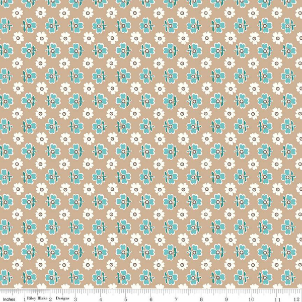 Baumwollstoff verstreute Blumen senfgelb / tea Dye  "Bee Vintage" von Riley Blake 2023