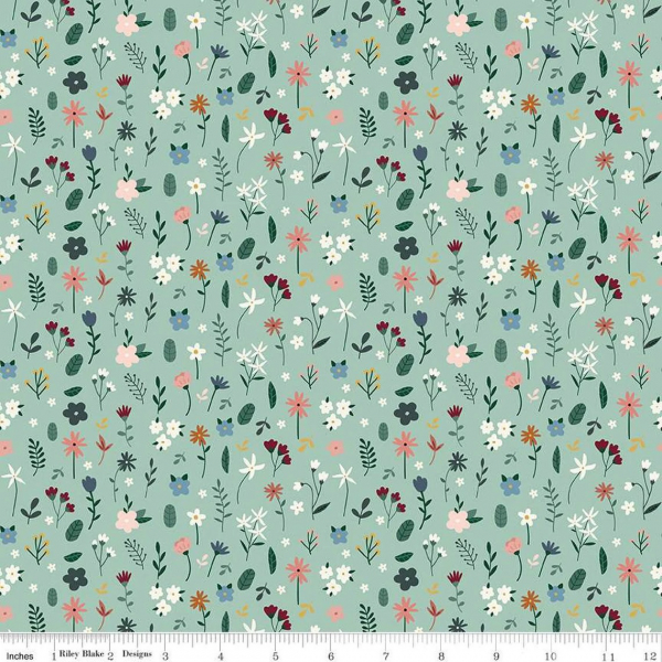 Baumwollstoff mit Blumen mint "Let´s create" von Riley Blake 2023
