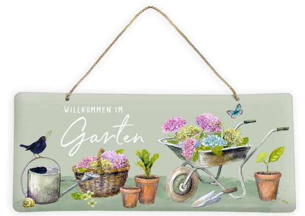 Türschild / Blechschild "Garten - Hortensien" Grätz Verlag