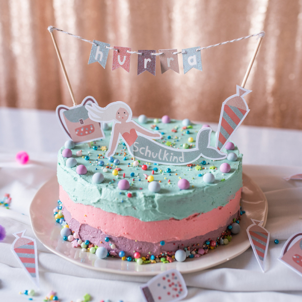 Cake Topper Tortendekoration Schulkind mit Meerjungfrau von Ava & Yves
