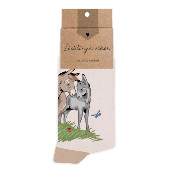 Esel Socken mit liebevollem Bauernhof-Motiv in zarten Farben jetzt hier bestellen