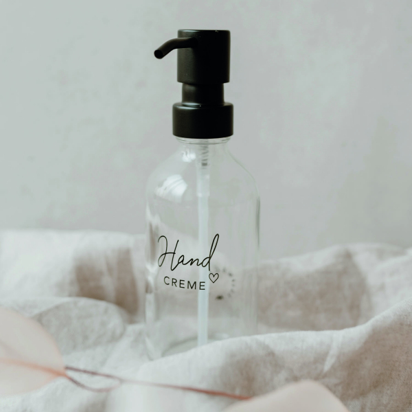 Seifenspender aus Glas "Handcreme" transparent von Eulenschnitt 250 ml