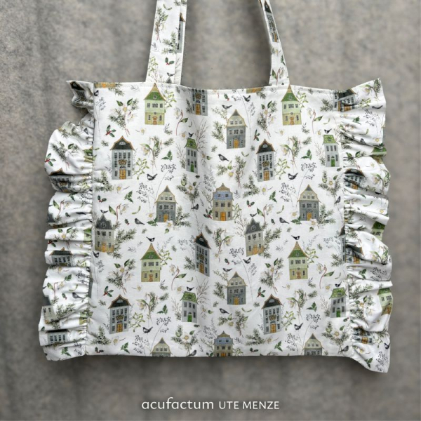 Baumwollstoff "Häuser und Wintergrün" von acufactum