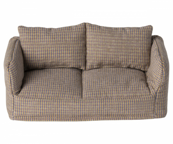Maileg Sofa kariert für Mäuse – kleines Stoffsofa mit Holzrahmen für Puppenhaus