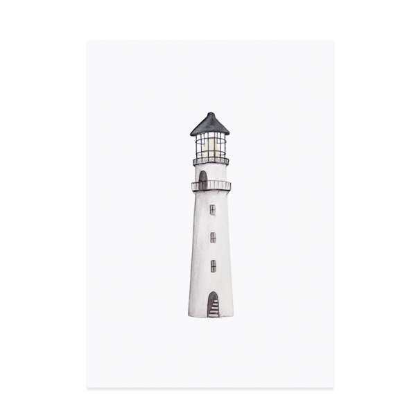 Postkarte Aquarell Leuchtturm von Eulenschnitt 