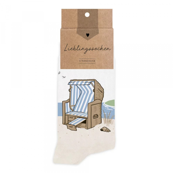 socken strand mit motiv strandkorb und muscheln in einheitsgröße 38–44 bestellen hier im Shop