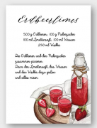 Postkarte Aquarell mit Rezept "Erdbeerlimes" von Frollein Lücke
