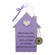 Türschild / Holzschild Haus mit Spruch lila