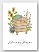 Postkarte Aquarell mit Bienenstock & Bienen