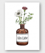 Postkarte Aquarell mit Geburtstags - Blumen "Alles Liebe" von Frollein Lücke