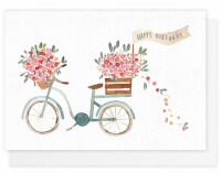 Aquarell Geburtstagskarte „Happy Birthday“ mit Fahrradmotiv und Goldfolienprägung jetzt hier bestellen