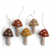 Mini Fliegen Pilze aus Filz  rot weiß 5er Set von En Gry Sif