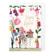 Card Happy Birhtday with cake, flowers Grätz Verlag
