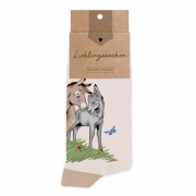 Esel Socken mit liebevollem Bauernhof-Motiv in zarten Farben jetzt hier bestellen