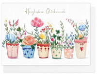 Herzlichen Glückwunsch Geburtstagskarte mit Blumenmotiv – liebevoll illustrierte Klappkarte von Grätz Verlag hier bestellen