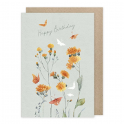 Klappkarte Happy Birthday - gelbe Blumen von Grätz Verlag 