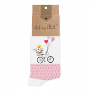 Lieblingssocken „Auf ins Glück“ mit Fahrrad-Motiv und Blumen von Grätz Verlag hier bestellen