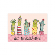 Postkarte mit stacheligen Typen Wir gratulieren Grätz Verlag