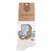 socken strand mit motiv strandkorb und muscheln in einheitsgröße 38–44 bestellen hier im Shop