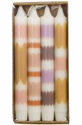 Stabkerzen Pastellfarben mit Retro-Muster im 4er-Set von Rustik Lys